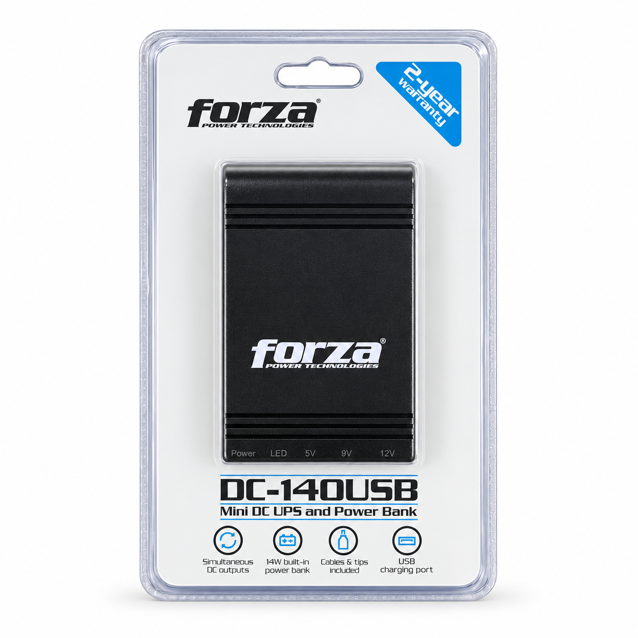 Mini UPS Forza - DC-140USB - 24W, Power Bank, 5V/9V/12V DC