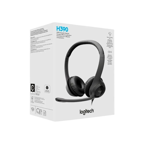 AUDIFONO CON MICROFONO LOGITECH H390 INTERNET CLEAR CHAT CONFORT USB, CON NOISE CANCELATION - NEGRO - 981-000014