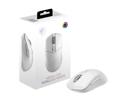 Mouse Wireless MSI Versa 300 W - Sensor optico Pixart DPI hasta 8000DPI, 2.4 GHz Wireless (MSI SWIFTSPEED) / Bluetooth 5.3 / USB 2.0 - BLANCO