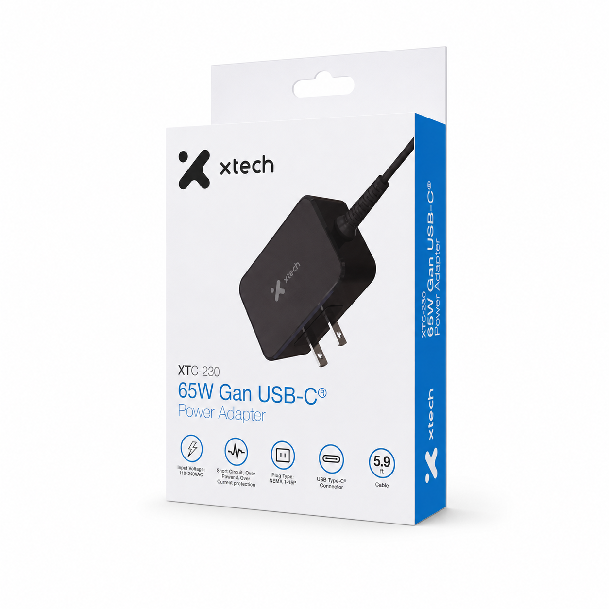 AC Adapter Xtech - 65W - 20V 3.25A - USB-C - XTC-230