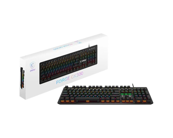Teclado USB MSI Forge GK300 - USB 2.0, 9-Mode RGB, Switches Mecánicos Azul, 26 Teclas Anti-Ghosting - Forge GK300 Blue US