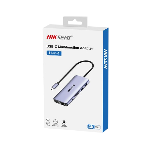 HUB USB-C HIKSEMI - 11 IN 1 - 1xUSB-C PD 100W, 2xUSB 3.0, 2xUSB 2.0, 1xHDMI 4K, 1xSD/TF Card Reader, 1xVGA, 1xGigabit LAN, 1xAUDIO - HS-HUB-DS11