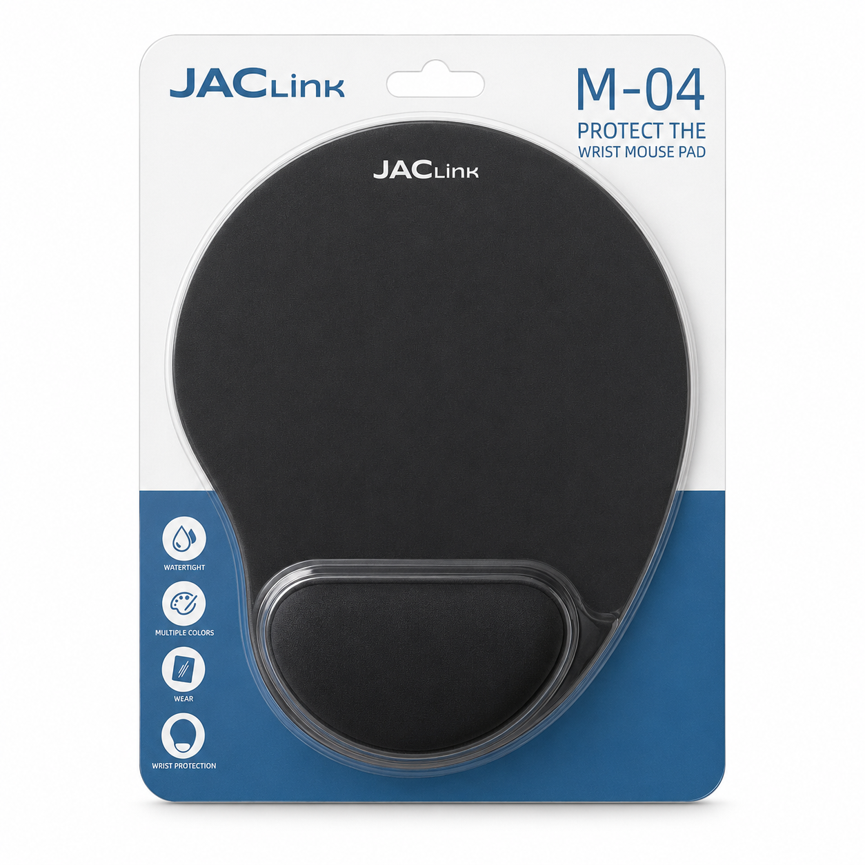 Mouse Pad JACLINK con soporte para muñeca - Negro - JACL-MP04