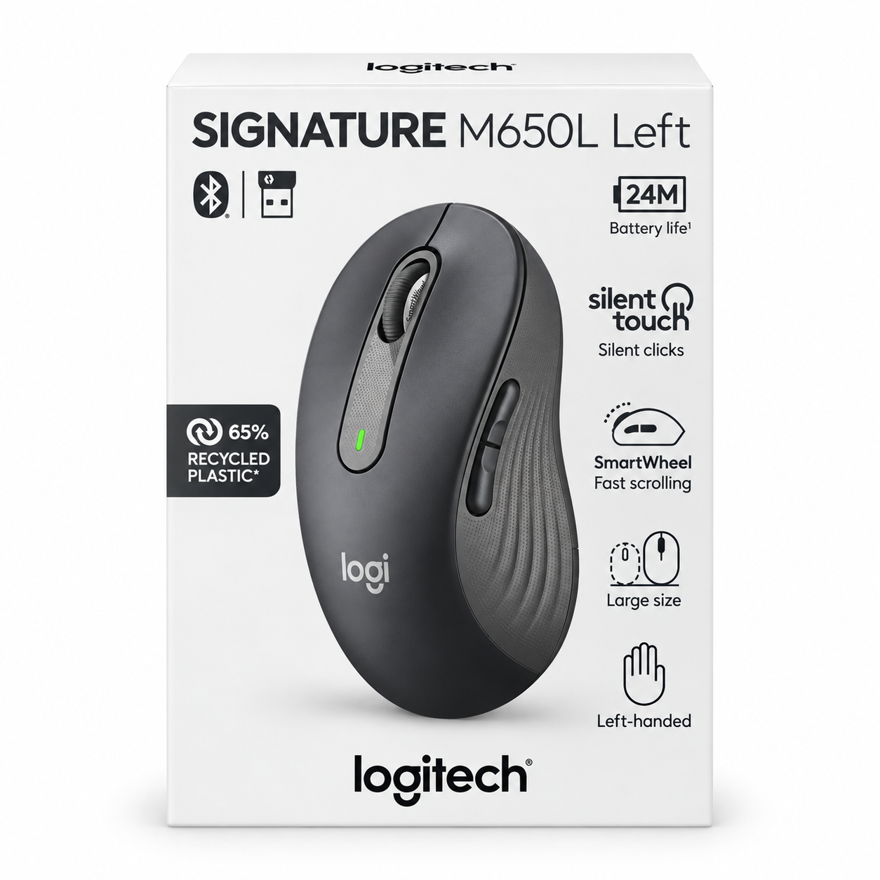 Mouse Bluetooth Logitech M650 Large Signature Izquierdo – Grafito - 910-006234
