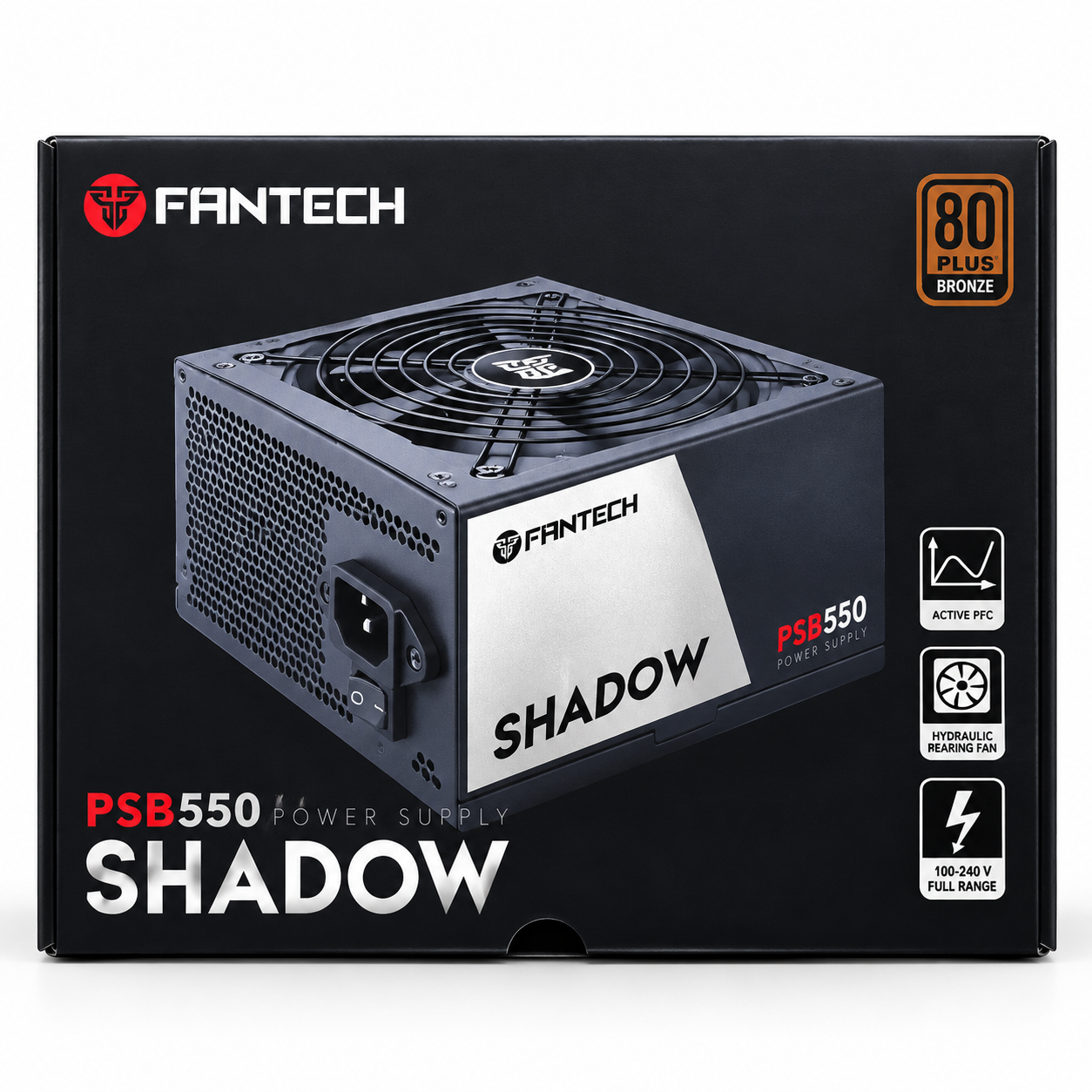 POWER SUPPLY FANTECH 550W, Modular, 80 Plus Bronze, 1xATX 24 pin, 2xEPS 4+4 pin, 4xPCI-E 6+2 pin, 6xSATA, 3xIDE, 110V-240V